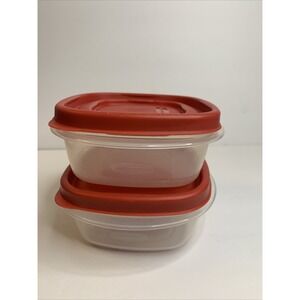 Rubbermaid  Lot Of Two Storage Container Easy To Find Red Lid 1.25 cups‎